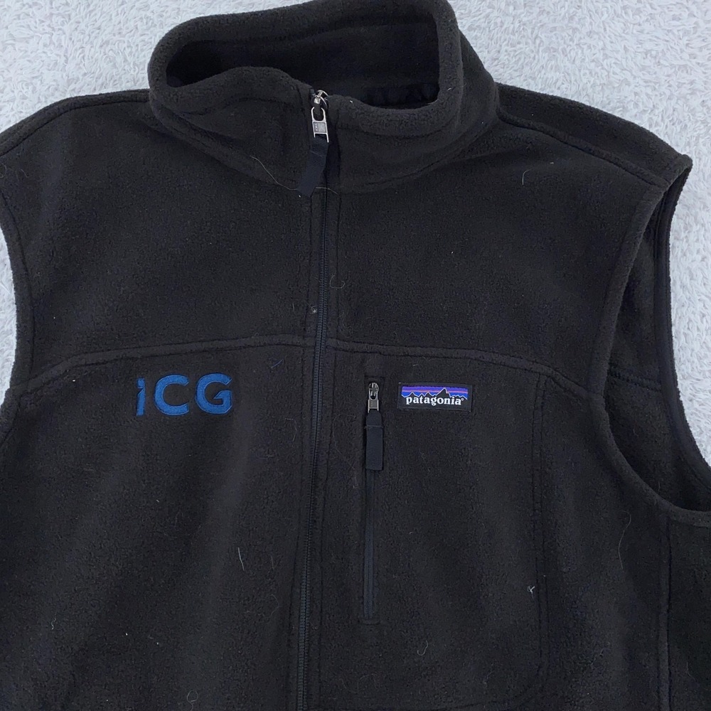 Patagonia Synchilla Fleece Vest Mens Large Black Full Zip Classic Hiking 23010